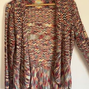 Roz & Ali Red and Orange Cardigan Sweater